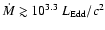 ${\dot{M}}\gtrsim 10^{3.3}~ {L_{\rm Edd}/c^2}$