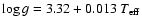 $\log g = 3.32 + 0.013 ~ T_{\rm eff}$