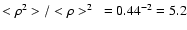 $<\rho^2>/<\rho>^2~ = 0.44^{-2} = 5.2$