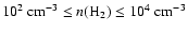 $10^2~{\rm cm}^{-3}\leq n(\mbox{H}_2)\leq10^4~{\rm {cm}^{-3}}$