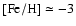 $\rm [Fe/H] \simeq -3$