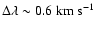 $\Delta \lambda \sim
0.6~\mbox{km~s$^{-1}$ }$