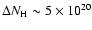 $\Delta N_{\rm H} \sim
5\times10^{20}$