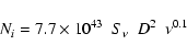 \begin{displaymath}N_{i}=7.7\times10^{43}~~S_{\nu}~~ D^{2} ~~ \nu^{0.1}
\end{displaymath}