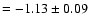 $=-1.13\pm0.09$