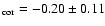 $_{\rm cor} = -0.20\pm 0.11$