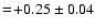 $=\!+0.25\pm 0.04$