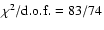 $\chi^2/{\rm d.o.f.}=83/74$