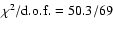 $\chi^2/{\rm d.o.f.} = 50.3/69$