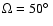$\Omega = 50\hbox{$^\circ$ }$
