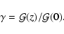 \begin{displaymath}{\gamma} =
{\cal G}({\it z})/{\cal G}(0).
\end{displaymath}