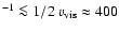 $^{-1}
\la 1/2~v_{\rm vis} \approx 400$