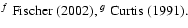 $\textstyle \parbox{14cm}{
$^f$\space Fischer (2002), $^g$\space Curtis (\cite{Curtis91}).}$