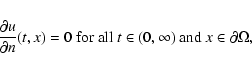 \begin{eqnarray*}\frac{\partial u}{\partial n}(t,x) = 0 \mbox{ for all } t\in(0,\infty) \mbox{ and } x\in\partial\Omega,
\end{eqnarray*}