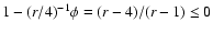 $1-(r/4)^{-1}\phi=(r-4)/(r-1)\leq0$