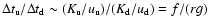$\Delta t_{\rm u}/\Delta t_{\rm d}\sim(K_{\rm u}/u_{\rm u})/(K_{\rm d}/u_{\rm d})=f/(rg)$