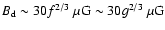 $B_{\rm d}\sim30f^{2/3}\ \mu{\rm G}\sim30g^{2/3}\ \mu{\rm G}$