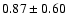 $0.87\pm0.60$