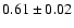 $ 0.61\pm0.02$