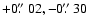 $+0\hbox{$.\!\!^{\prime\prime}$ }02, -0\hbox{$.\!\!^{\prime\prime}$ }30$