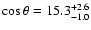$\cos{\theta}=15.3^{+2.6}_{-1.0}$