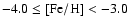 $-4.0 \le {\rm\lbrack Fe/H\rbrack} < -3.0$