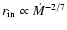 $r_{\rm in}\propto\dot{M}^{-2/7}$