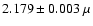 $2.179 \pm 0.003~\mu$