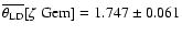 $\overline{\theta_{\rm LD}}[\zeta~{\rm Gem}] =1.747 \pm 0.061$