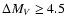 $\Delta {M}_V \ge 4.5$
