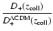 $\displaystyle\frac{D_+(z_{\rm coll})}
{D_+^{\rm\Lambda CDM}(z_{\rm coll})}$