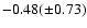 $-0.48 (\pm0.73)$