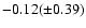 $-0.12 (\pm0.39)$