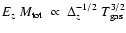 $E_z \; M_{\rm tot} \; \propto \; \Delta_z^{-1/2} \; T_{\rm gas}^{3/2}$