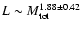 $L \sim M_{\rm tot}^{1.88 \pm 0.42}$