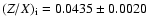 $(Z/X)_{{\rm i}}=0.0435 \pm 0.0020$