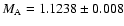 $M_{\rm A}=1.1238\pm 0.008$