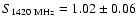 $S_{1420~\rm MHz}=1.02 \pm 0.06$