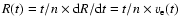 $R(t)=t/n\times {\rm d}R/{\rm d}t=t/n\times v_{\rm e}(t)$