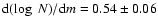 ${\rm d}(\log\ N)/{\rm d}m = 0.54\pm0.06$