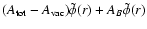 $(A_{\rm tot}-A_{\rm vac}) \tilde\phi(r)+ A_B\tilde\phi(r)$