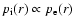 $p_{\rm i}(r)\propto p_{\rm e}(r)$