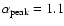 $\alpha_{\rm peak}=1.1$