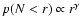 $p(N<r)\propto r^{\gamma }$