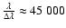 $\rm\frac {\lambda} {\Delta \lambda}
\approx 45~000$
