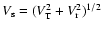 $V_{\rm s} = (V _{\rm T}^{2} + V_{\rm r}^{2}) ^{1/2}$
