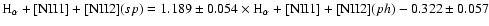 ${\rm H_\alpha+[NII1]+[NII2]} (sp) =1.189\pm0.054 \times {\rm H_\alpha+[NII1]+[NII2]} (ph) -0.322\pm0.057$