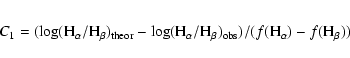 \begin{eqnarray*}C_1=(\log({\rm H}_\alpha/{\rm H}_\beta)_{{\rm theor}}-\log({\rm...
...{\rm H}_\beta)_{{\rm obs}})/(f({\rm H}_\alpha)-f({\rm H}_\beta))
\end{eqnarray*}