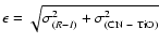 $\epsilon = \sqrt{\sigma^2_{(R-I)}+ \sigma^2_{\rm (CN~-~TiO)}}$