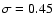 $\sigma = 0.45$